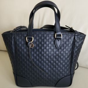 Gucci Microguccissima Small Bree Convertible Crossbody Navy Blue